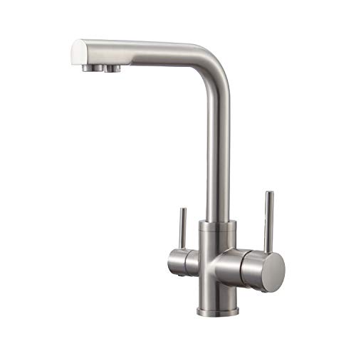 Grifo de cocina de 3 vías, grifo de cocina, giratorio 360°, cepillado mate Cover