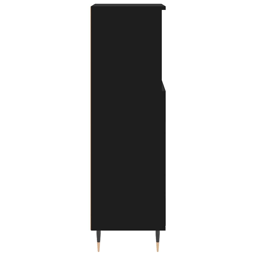 Mueble de baño negro 30 x 30 x 100 cm de madera con patas de hierro, diseño moderno, montaje en pared, armario para baño pequeño, juego de muebles de baño
