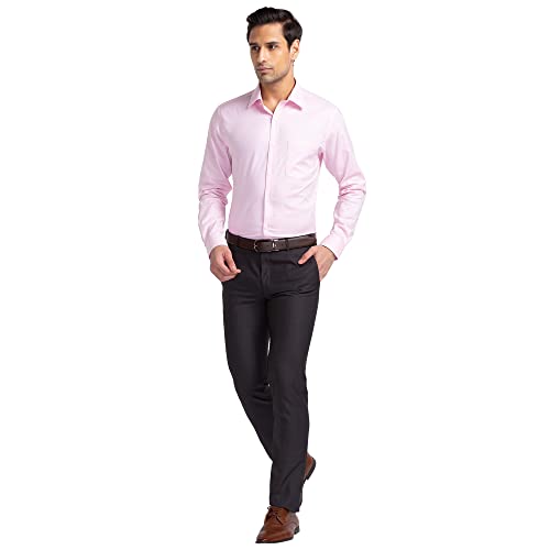 Image of Raymond Men's Pure Cotton Jacquard Pattern Slim Fit Semi Cutaway Collar Full Sleeve Formal Shirt