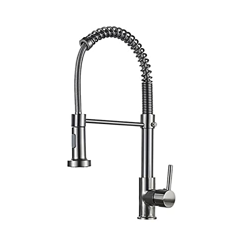 XANAYXWJ Grifo de Cocina Negro y Dorado – Mezclador de Fregadero extraíble de latón Giratorio de 360 ​​​​° con Grifo de Agua fría y Caliente de una Sola manija para cocinas Elegante y Funcional.