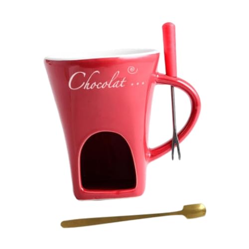 RCGOFOLLOW Juego de olla de porcelana para fundir chocolate que garantiza el calentamiento seguro de los ingredientes favoritos de la fondue, garantizando su, Rojo, 11 x 8.3 cm