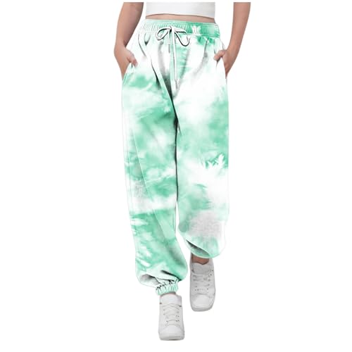 Girls Gradient Sweatpants High Waist Elastic Jogger Pants Kids Cinch Bottom Preppy Pants Trendy Drawstring Sweatpant