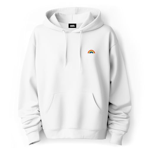 DALIX Rainbow Embroidered Fleece Zip Hoodie Cold Fall Winter Mens