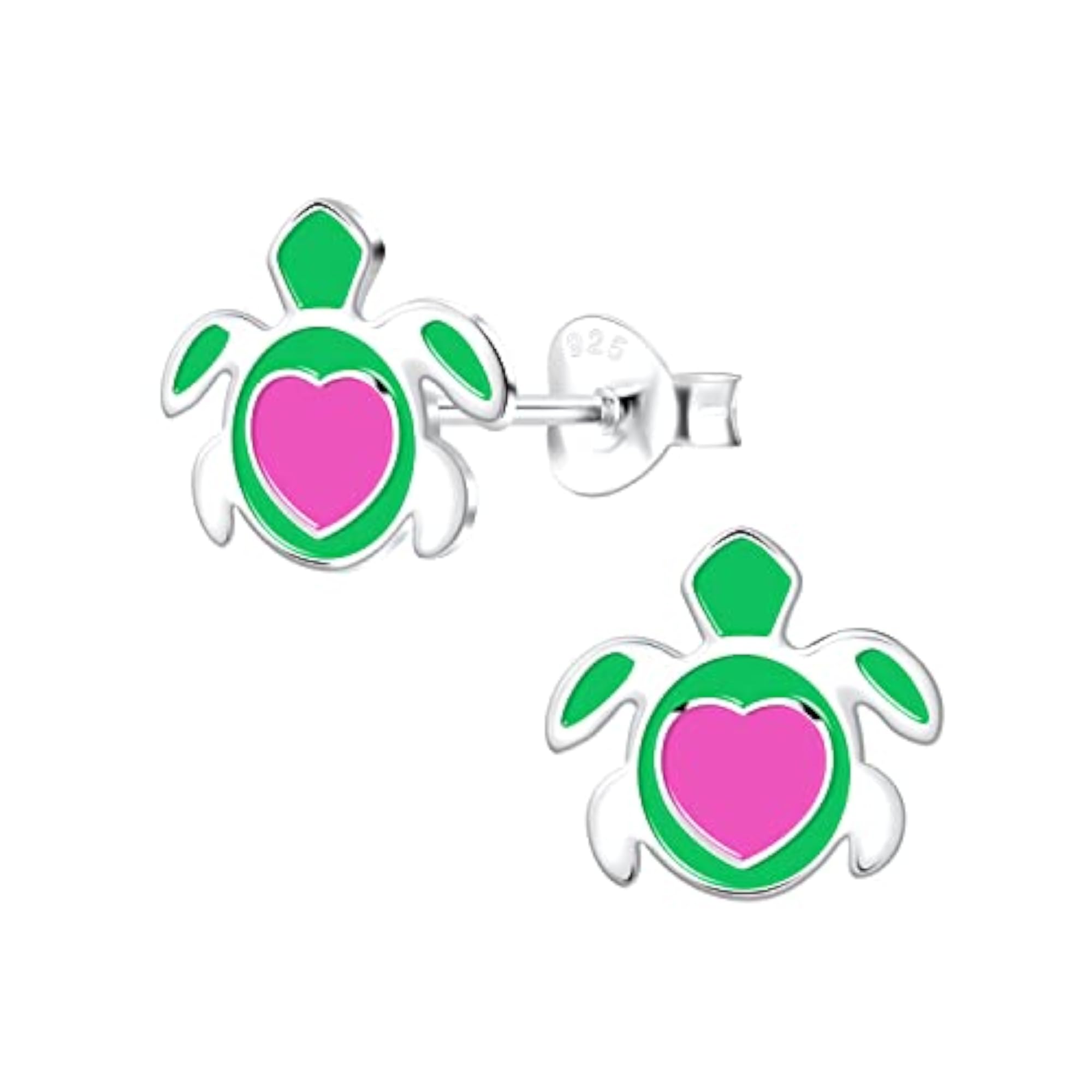925 Sterling Silver Hypoallergenic Yurtle The Turtle Stud Earrings for Kids