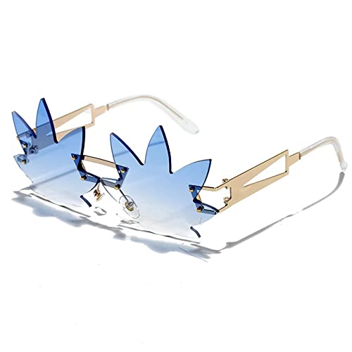 Image of Vintage Punk Sunglasses Men Women 2020 Fashion Colorful Rimless Leaf-shaped Sun Glasses