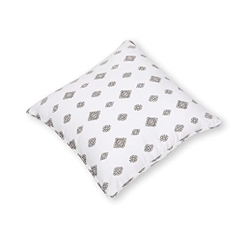 Image of Swayam Set of 2 Ethnic Motifs Cotton White Cushion Cover | 20 x 20 Inch | Soft Breathable Fabric with Hidden Zipper | Decorative & Stylish Cushion Covers for Sofa, Living Room, Bedroom & Couch