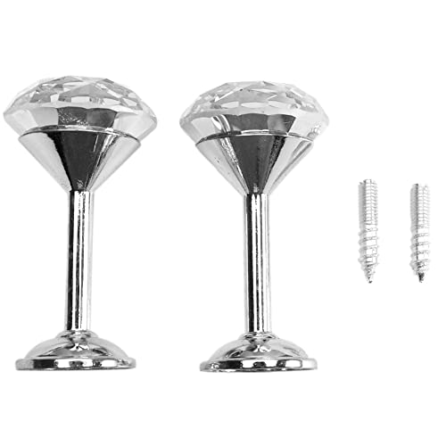 Behavetw Lot de 2 embrasses de rideaux en forme de boule de cristal pour fixation murale (2 pièces, argenté) Cover