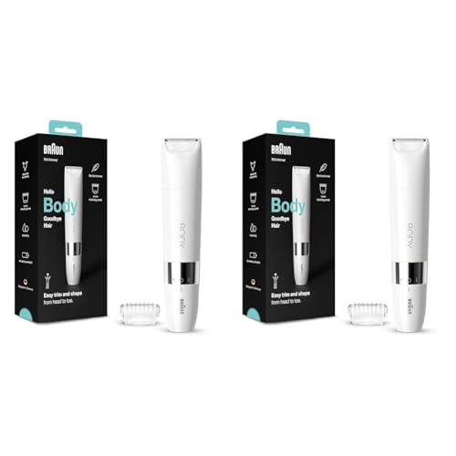 Braun Body Mini BS1000 - Tondeuse Corps Électrique Pour Femme Et Homme, Blanc (Lot de 2)
