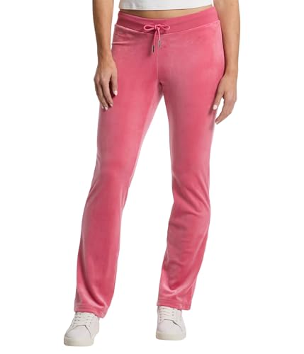 Juicy Couture Women's Luxe Rib Waist Velour Pants with Mixed Ston