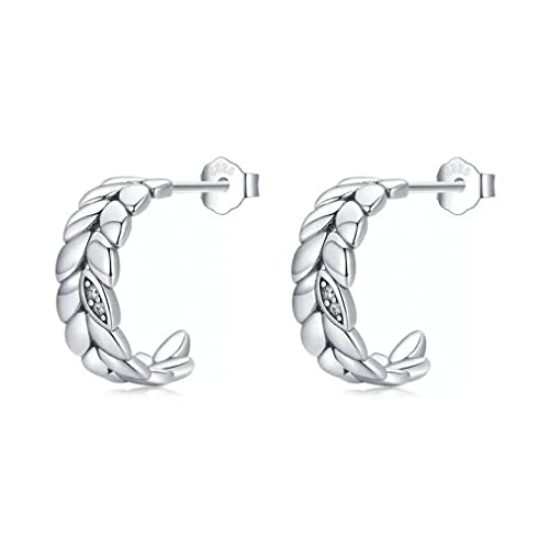 Boucles d'oreilles en argent plaqué platine haute joaillerie avec motif feuille