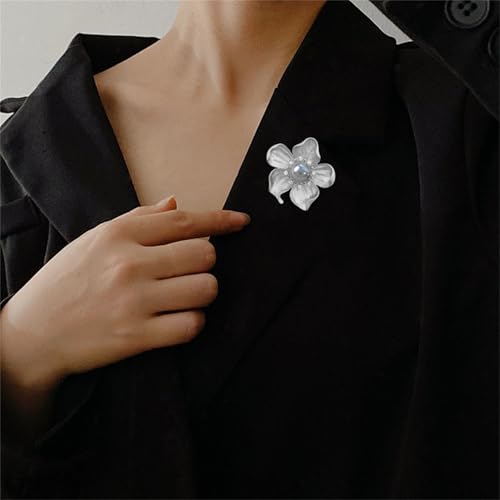 Image of WCRAZYE Yellow Flower White Pearl Brooch for Women Girls - Gold Autumn Flower Pins for Mother, Wife, GF - Wedding, Bridal, Bouquet, Party Charm - Christmas, Valentine's Day