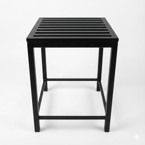 Image of MILAD SAIFIX Sitting Stool for Indoor Or Outdoor | Metal Lightweight | Office & Home | Kitchen & Garden | Heavy Duty | Table (30 L x 30 W x 50 H CM's, Black Color)