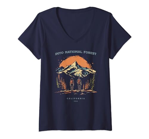 Womens Inyo National Forest California Hiking V-Neck T-Shirt