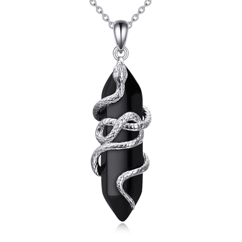 Black Tourmaline Necklace Sterling Silver Animals Pendant Crystal Healing Jewelry Gifts for Women Men