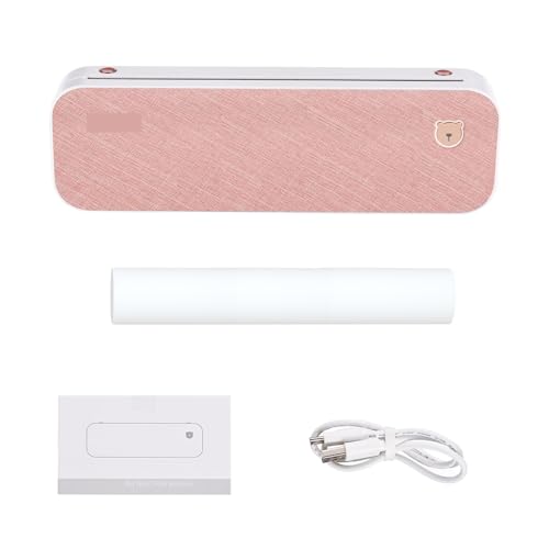 SXYGYWA Impresora De Papel A4, Inalámbrica Transferencia Térmica Directa, Mini Fotografías Móvil, Compatible con Ancho A4/2''/3''/4'' Impresión Lisa Transparente(Pink)