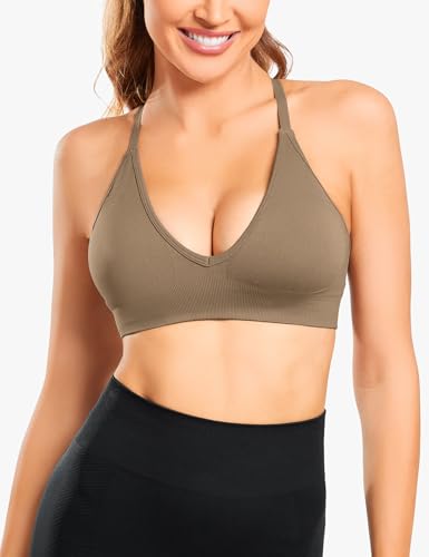 V-Neck Sports Bra for Women Adjustable Strappy Yoga Bra Spaghetti Strap Padded Workout Bra S-XL Low Impact Seamless Bralettes2