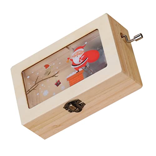 jojofuny Weihnachtliche Musikbox Aus Holz Handbetriebene Spieluhr Mit Einzigartigem Design Dekorative Tischmusikbox Für Weihnachten Und Besondere Anlässe