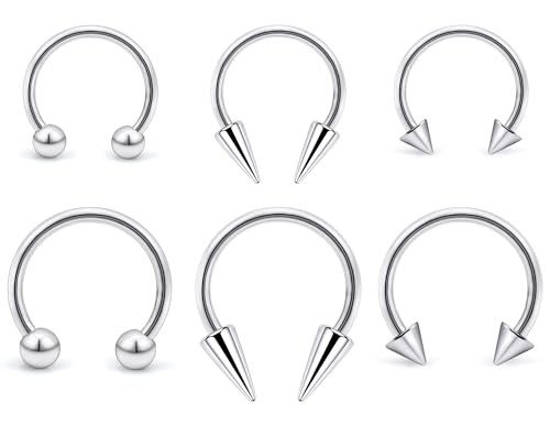Long Spike Septum Rings 16G Surgical Steel Smiley Piercing Jewelry Vertical Snake Bite Jewelry Lip Rings for Women Men 8mm/10mm