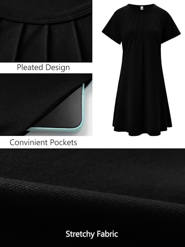 Heymoments Women's Summer Short Sleeve Crew Neck Midi Dresses Casual T-Shirt Sundress with Pockets2