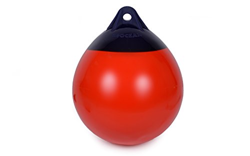 wellenshop Ocean Fender Bootsfender Kugelfender Rund R Serie R1 280 x 380 mm Rot Navy Blau Plastisol PVC Aufblasbar UV-Beständig Rammschutz