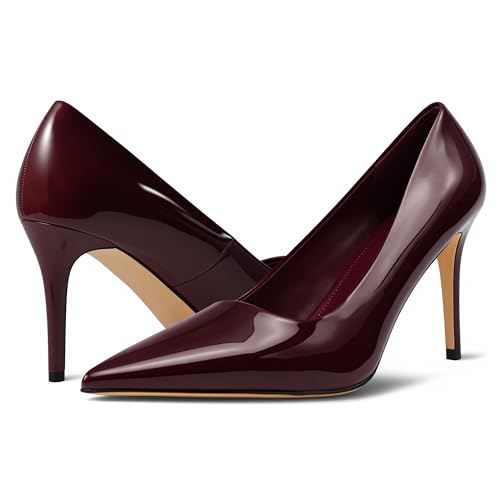 heelchic 3 Inch Stiletto Pumps Heels for Women Pointed Toe High Heels Slip-on Closed Toe Work Wedding Dress Pumps