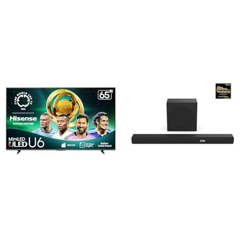 Image of Hisense 65U65QF Mini-LED 4K UHD Smart Fire TV AX3100Q 3.1Ch Sound Bar with Wireless Subwoofer