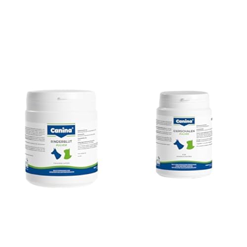 Canina Rinderblutpulver für Hunde & Katzen, 1er Pack (1 x 250 g) & Eierschalenpulver, 1er Pack (1 x 250 g)