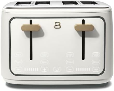 New Beautifull 4-Slic'e Digital Toaster with Touch-Activated Display, Adjustable Browning Control, Auto Shut-Off, Sleek White Finish