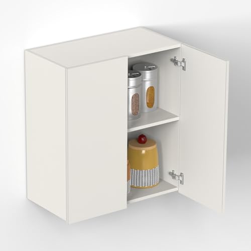 Image of BLUEWUD Opryt Engineered Wood Kitchen Cabinet Rack, Wall Mounted Storage Crockery Cabinet Unit for Kitchen Utensils, Jars, Spices, Space Saving Modular Cupboard for Home & Kitchen DIY (White)