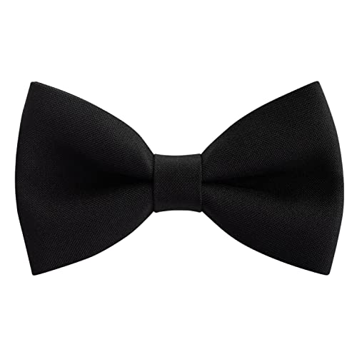 Bow Tie House Boys Classic Pre-Tied Bow Tie Formal Solid Tuxedo (Medium Black)
