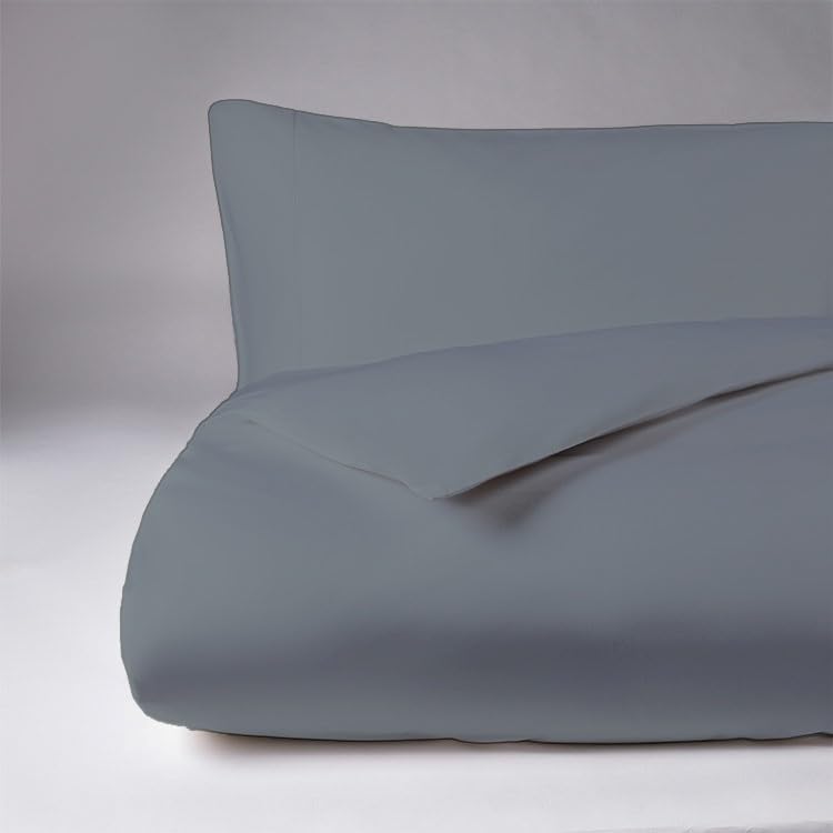 Home Living NON IRON Luxury Easycare Plain Dyed Duvet Cover & Pillow Case(s) Bedding Set (Grey, Single Fitted Sheet)