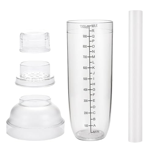 Coctelera para beber – Taza matcha, kit de coctelera de gran capacidad y martillo de limón | Actualice la coctelera con mediciones, mezclador de bebidas transparentes para café de bar