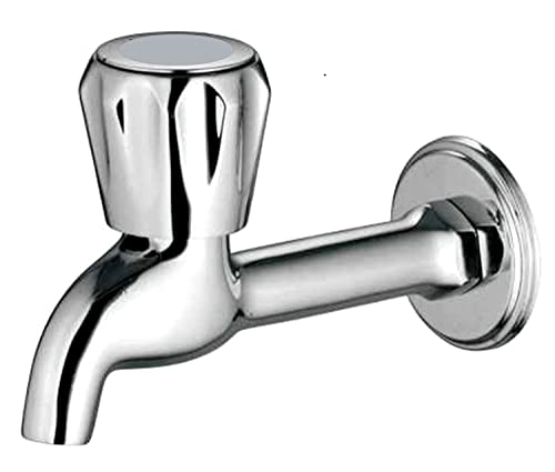 Jagger JDL2225 Full Brass Long Body Bathroom Taps with Chrome Finish and Foam Flow Kitchen Taps with Wall Flange and Teflon Tape (Sleek)