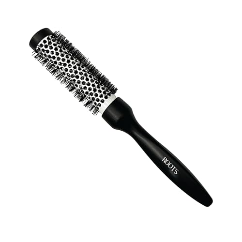 Image of ROOTS Professional Barrel Hair Brush | For Blow Drying & Volumizing | With Ceramic Barrel & Nylon Bristle | For Women's Wavy, Curly Hair | Length - 10.55 Inch, Model No - PEC25 Black