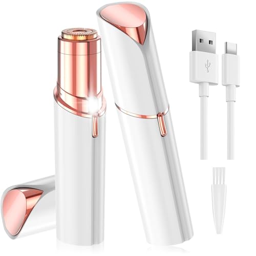 Rechargeable Facial Hair Remover Epilator for Women Painless Face Shaver Electric Hair Removal Device for Face Lips with Light (White)