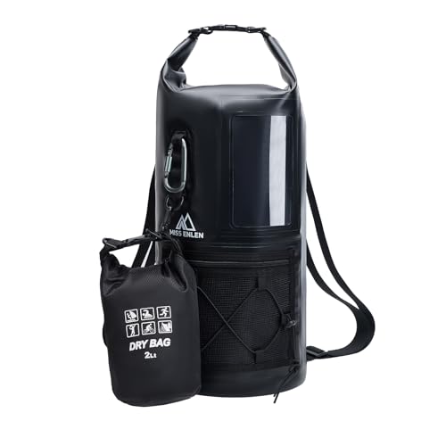 Image of Waterproof Dry Bag 500D PVC Roll Top Dry Sack with 3 Carrying Ways, Lightweight Waterproof Bag for Kayaking, Swimming, Boating, Paddle Boarding, Hiking, Beach (Black, 27L)