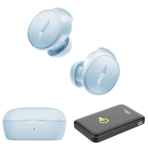 Bose QuietComfort Wireless Noise Cancelling Earbuds, Lifestyle Bluetooth Earbuds with Active Noise Cancellation, Up to 8.5 Hours of Battery Life with Green Extreme Portable Charger (Ice Blue)