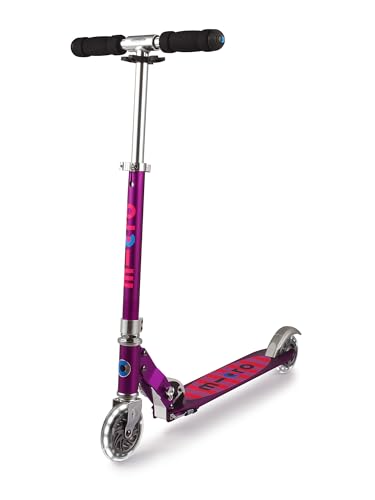 Micro | Trottinette Enfant LED Sprite | Trottinette compacte et Pliable | Apprentissage de l'équilibre | 2 Roues | 5+ Ans | Violet