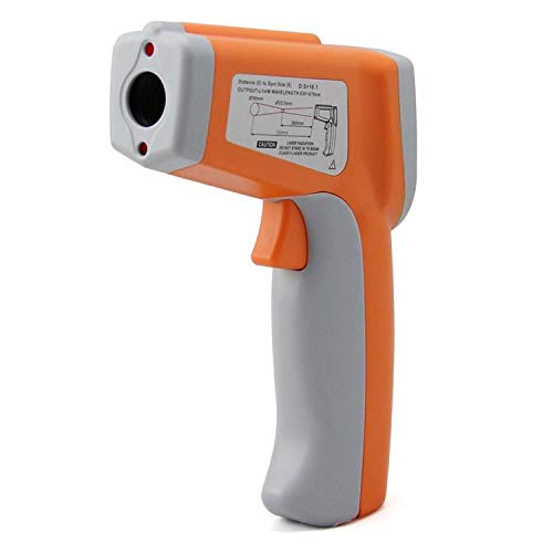 DT8580 Infrared Thermometer with diagram explaining distance to spot ratio