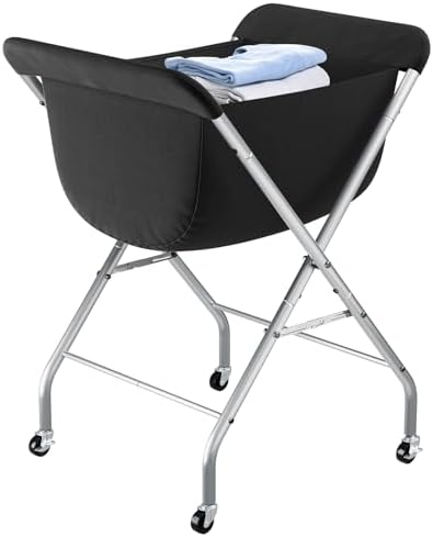 ELYKEN Laundry Cart with Wheels, 33”H Easy Rolling Laundry Hamper with Removable Liner Bag, Sturdy Metal Frame Clothes Basket with 4 Casters and 2 Brakes