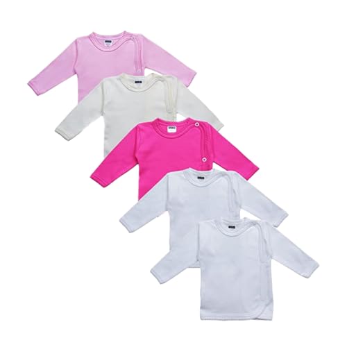 MEA BABY Unisex Baby Wickelshirt Wickeljacke Langarm, 100% Baumwolle im 5er...