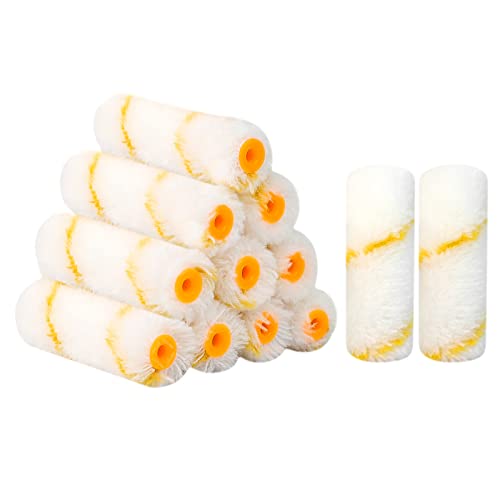 LIEKUMM 12点セット ペイントローラー アクリル繊維 塗装ローラーセット 10cm DIY 家の内装用 塗装工具 ペイントローラーセット 万能ローラー ローラーカバー 4インチ