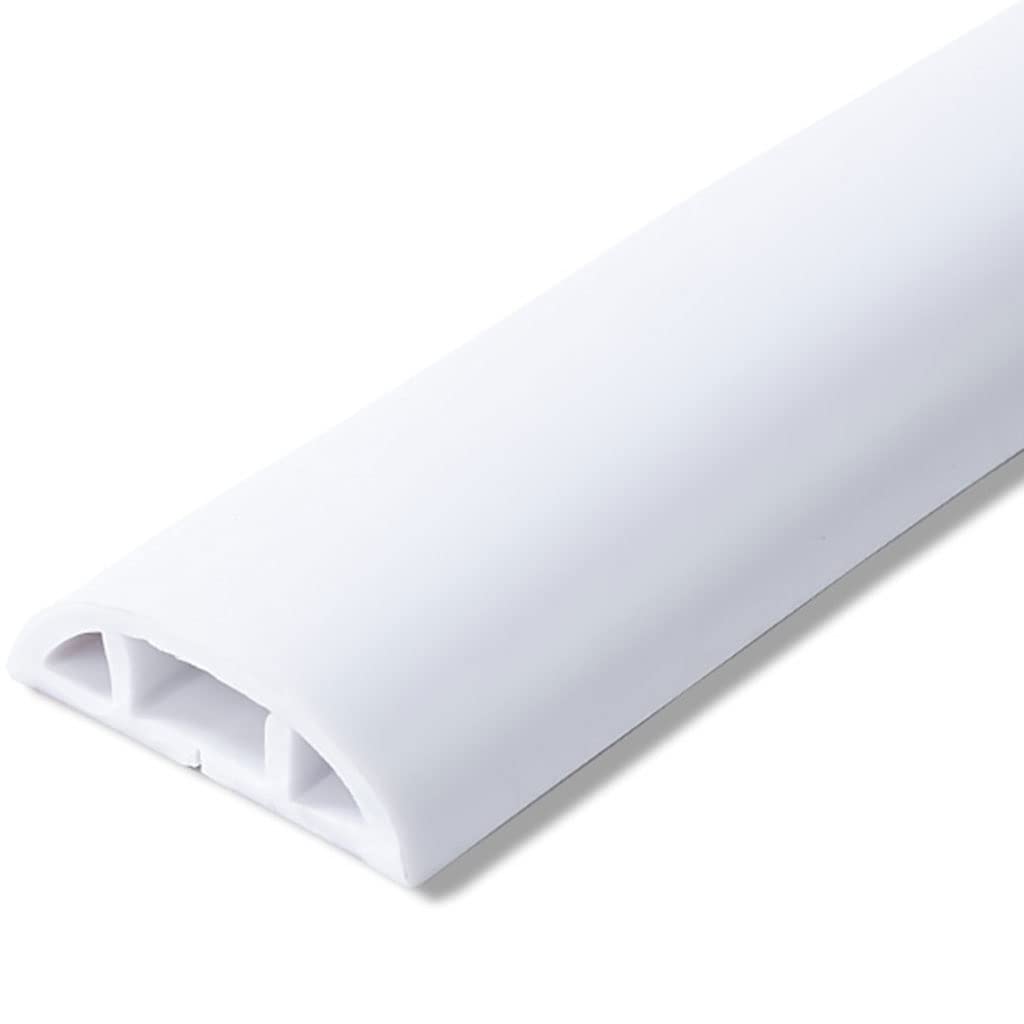 Cubierta De Cable De Suelo Blando De PVC, Canaleta Pasacables Suelo Autoadhesivo para El Hogar, Protector De Cable De Suelo Antideslizante Grueso para Oficina (Color : Blanco, S : 10m)
