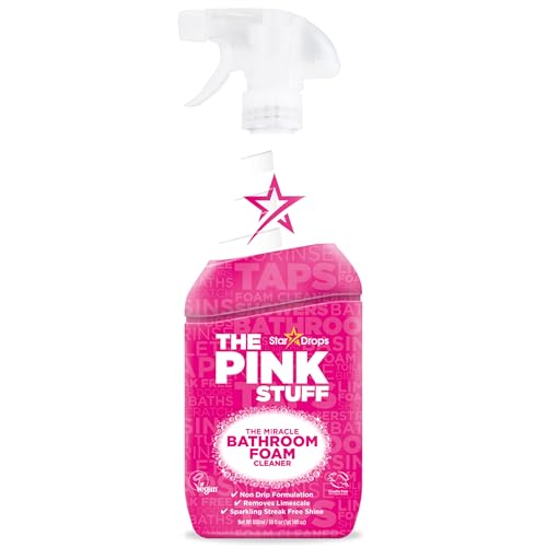 Comparison: Best Tub Cleaner For Hard Water 3 Stardrops - The Pink Stuff Miracle Bathroom Foam Cleaner, 30 fl oz – Now 20% More! Powerful Foaming Action for Showers, Sinks, Tubs & Tiles – Removes Soap Scum, Limescale & Grime with Ease
