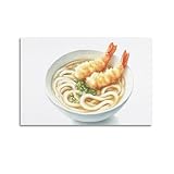 MEQKTQIMA Poster mural décoratif sur toile Motif crevettes tempura Udon 30 x 45 cm