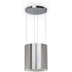 Klarstein Barett - Campana extractora aislada, Ø 35cm, Potencia de 190 W, Ventilación máxima de 590 m³/h, 3 niveles de potencia, CEE B, Iluminación LED, Acero inoxidable cepillado, Plateado
