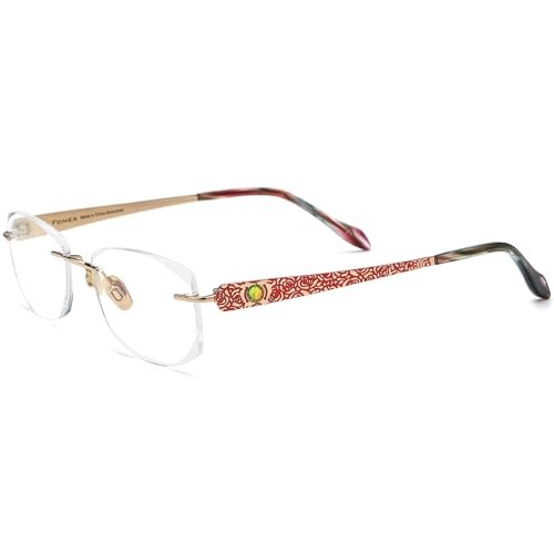 Image of FONEX Titanium Glasses Frame,Rimless Frameless Luxury Diamond Optical Eyeglasses for Women