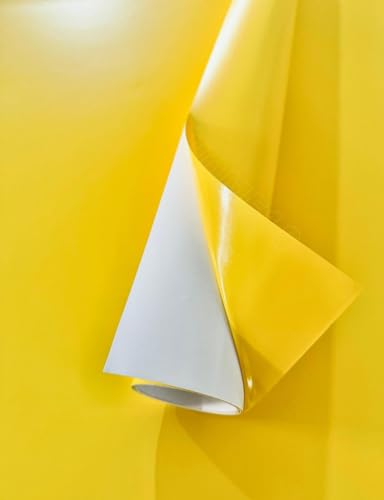 Image of HOME13 Self Adhesive Wallpaper Matte Yellow Home Removable and Decorative Vinyl Wallpaper for Kitchen Countertop Cabinets Table 1 Ft x 10 Ft with 2pcs