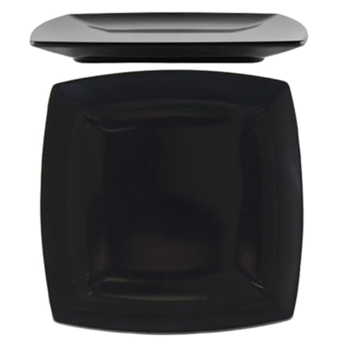 FSE 29006BK plato, 15.24cm x 15.24cm, 1.27cm de profundidad/profundo, cuadrado, resistente a roturas, apto para lavavajillas, libre de BPA, melamina, clásico, negro, NSF, paquete de 12