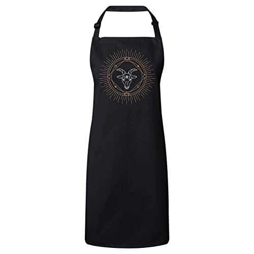 Tablier cuisine premium noir chèvre zodiaque chinois pour homme et femme passionnés d'horoscope